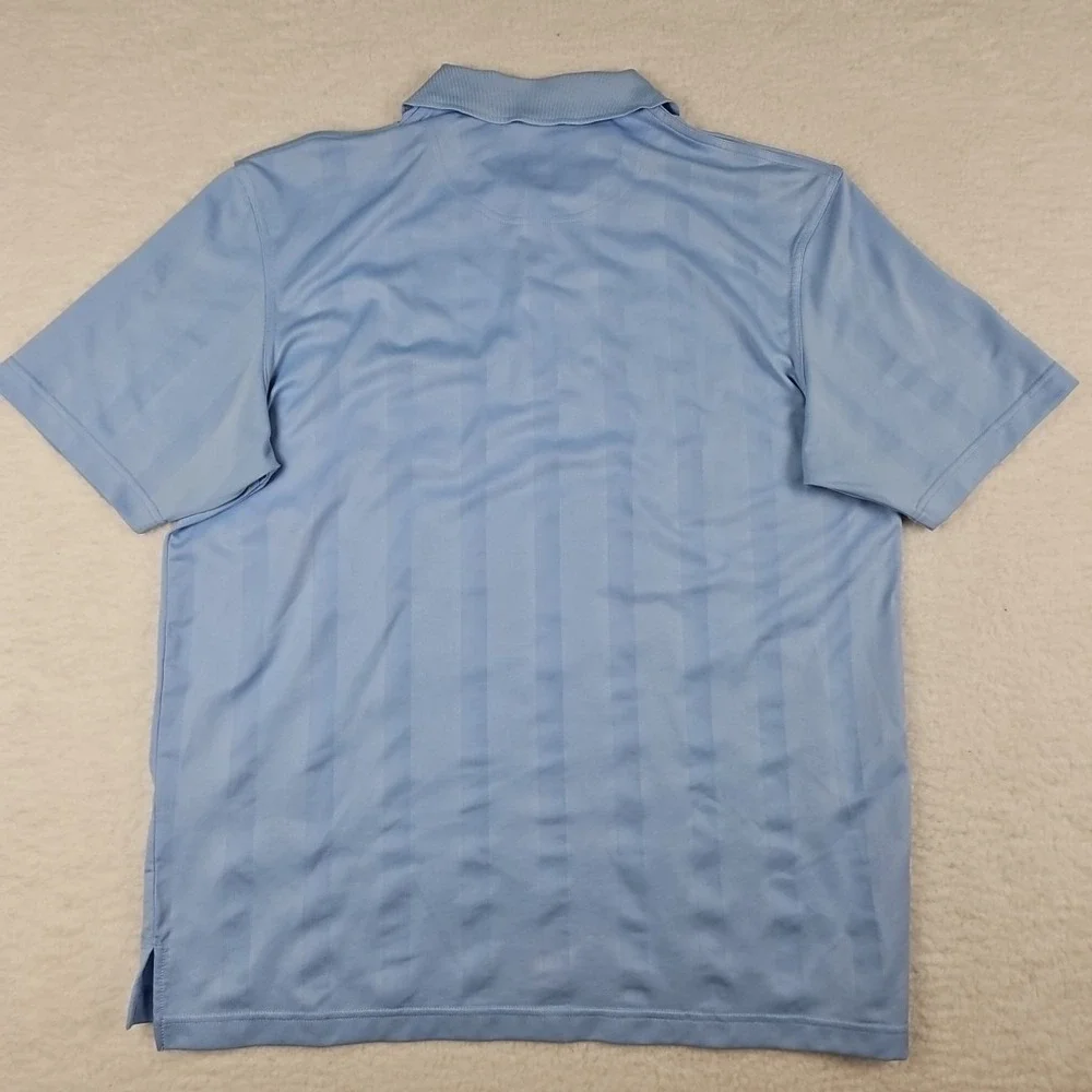 Cabo Del Sol Collection Golf Polo Short Sleeve Blue Stripe Shirt Sz L Eco Tec‎